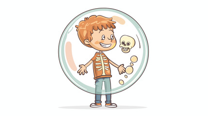 Man with bone icon in a bubble. Vector hand drawn 