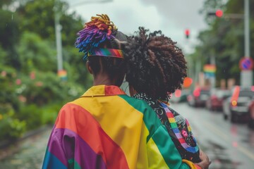 LGBTQ Pride floral. Rainbow self identity colorful alizarin diversity Flag. Gradient motley colored russet LGBT rightsparade warm pride community