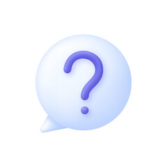 3D Question mark on Speech Bubble. Ask for a help sign. FAQ