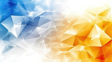 Vibrant geometric abstract with blue and gold triangular facets - obrazy, fototapety, plakaty