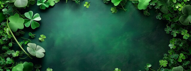 Clover background. Concept St Patrick's day, Earth Day. Space for text.