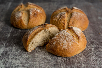 homemade sourdough bread made gray background