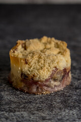 Homemade blueberry strudel gray background ready to eat