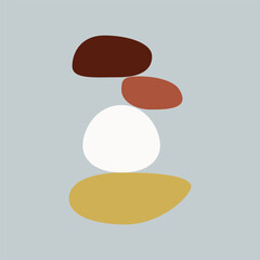 Abstract vector illustration. Stone balancing concept. Minimalist shapes. Linear curved pattern. Design for cover, poster, brochure, gift card.
