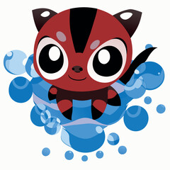 spider fall in the water, vector illustration kawaii