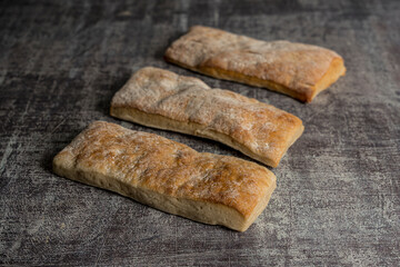 homemade bread ready to eat gray background