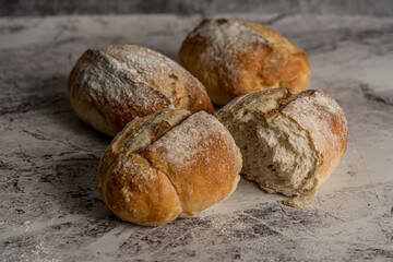homemade sourdough bread made gray background