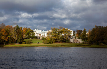 A large pond overlooking the Cameron Gallery. Catherine Park. Tsarskoye Selo. Pushkin. Saint...