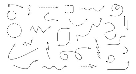 Arrows. Arrow vector icon. Arrows in different directions. Hand arrows. Arrow line icon on white background