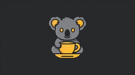 Cute koala bear with cup of coffee