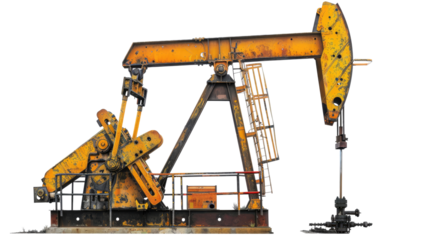 Oil pump on transparent background. Isolation of oil pumps. Oil field.