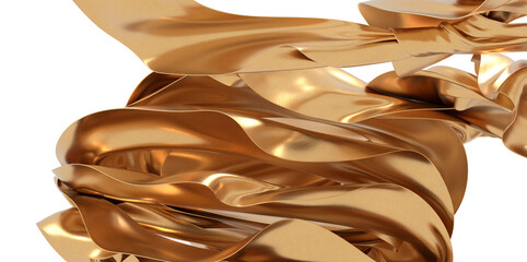 Elegant Reflections: Abstract 3D Gold Cloth Illustration for Reflective Designs
