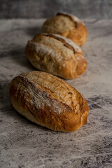 homemade sourdough bread made gray background