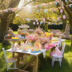 Fête de pâques colorée en plein air