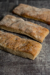 homemade bread ready to eat gray background