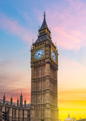 Big Ben tower at sunset, London, UK - obrazy, fototapety, plakaty