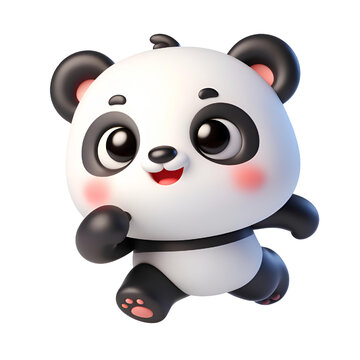 3D CUTE PANDA. Isolated on white background.	