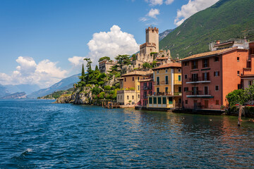 Panoramic view of Scaliger Castle near Malcesine in Italy.
