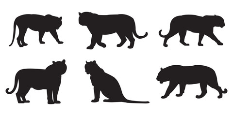 Tiger silhouette vector set,  logo vector illustration.