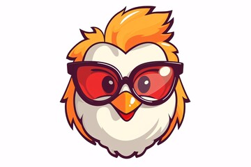 a cartoon of a chicken wearing glasses