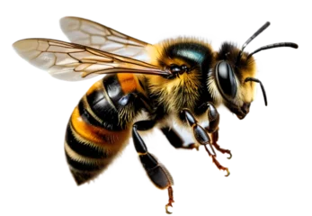 Deurstickers a stunning bee is flying, isolated on transparent background, macro, incredible pollinator, © design