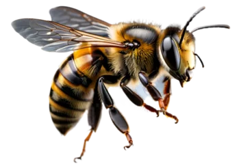 Tafelkleed a stunning bee is flying, isolated on transparent background, macro, incredible pollinator, © design
