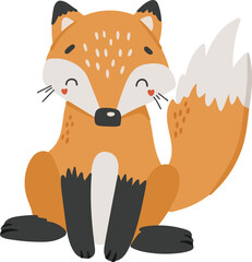 Fox animal vector, Abstract baby fox vector, forest baby animal, cute animal isolated, adorable fox for print, vector illustration
