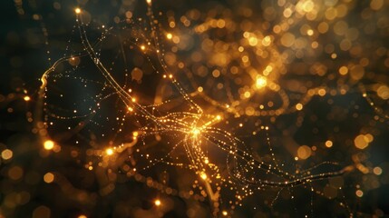 Neural pathways light up the brain's complex web in the city's night grid of connections.
