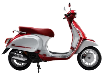 Foto op Canvas Red scooter motorcycle isolated from white or transparent background © design