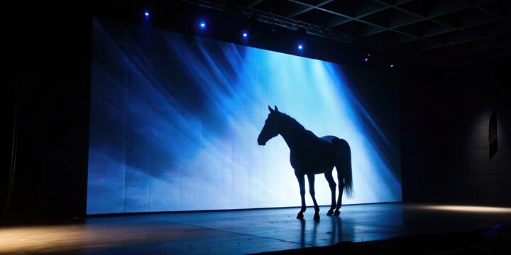 Horse silhouette in a blue background