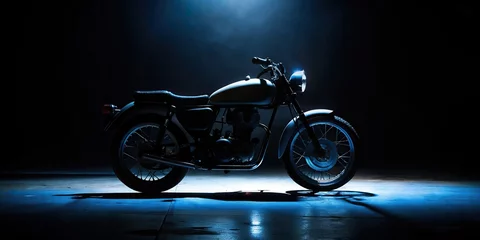 Rolgordijnen vintage motorcycle on black background © master2d