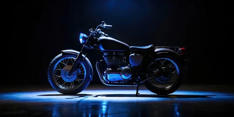 Tuinposter vintage motorcycle on black background © master2d