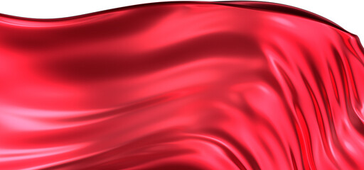 Abstract red cloth falling. Satin fabric flying in the wind