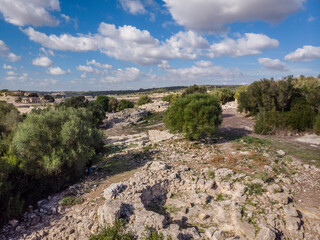 Fototapeta na wymiar Son Fornés site, Montuiri, built in the Talayotic period (10th century BC), Mallorca, Balearic Islands, Spain
