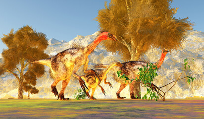 Therizinosaurus Dinosaur in China - Therizinosaurus was a theropod dinosaur with long claws that lived in China during the Cretaceous period.