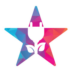 Leaf plug star shape concept logo design vector illustration.