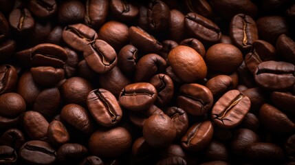 Obraz premium Mild Brown Roasted Coffee Beans Closeup