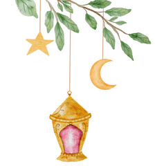 Watercolor islamic lantern 2024