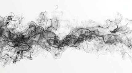 Whimsical swirls of smoke creating a delicate abstract on a white canvas