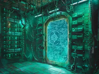 Fotobehang A vault of digital treasures guarded by advanced algorithms ready to reveal untold riches to the worthy hacker © Thanaphon