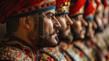 Ottoman infantry lined up a close up revealing the diversity and unity of the empires warriors