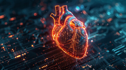 The heart of AI technology a dynamic network of algorithms interacting symbolizing the interconnectedness and potential of future innovations