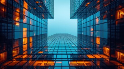  a very tall building with lots of windows on it's sides and a lot of lights on the sides of the buildings in the windows in the middle of the building.