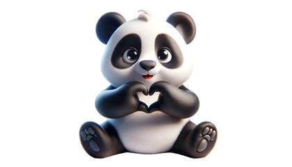 Illustration of cute panda with heart shaped paws