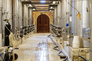 Macià Batle wineries, wort tanks, Santa Maria del Cami, Mallorca, Balearic Islands, Spain