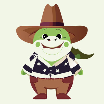 shrek in cowboys hat, vector illustration kawaii