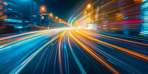Rollo Traffic on highway at night with long-exposure effect - AI Generated © mbruxelle