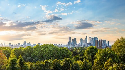 A breathtaking view of the London skyline to the north from One Tree Hill between Forest Hill and...