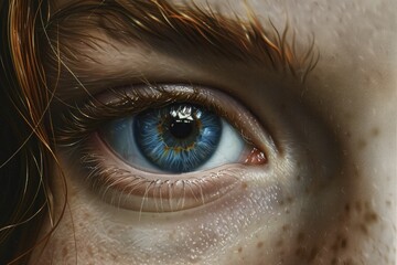 macro shot of the human eye blue color