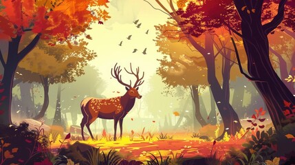 Deer in fantasy forest